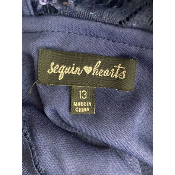 Sequin Hearts Navy Sequin Cocktail Dress - Picture 4 of 6